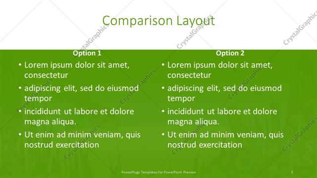 Comparison presentation slide layout