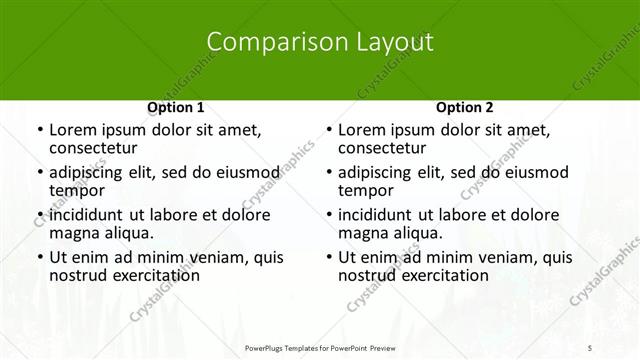 Comparison presentation slide layout
