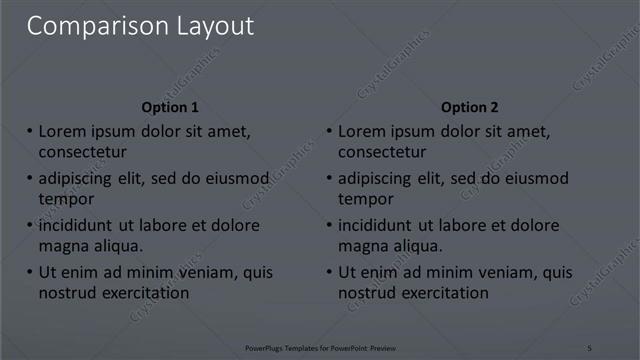 Comparison presentation slide layout
