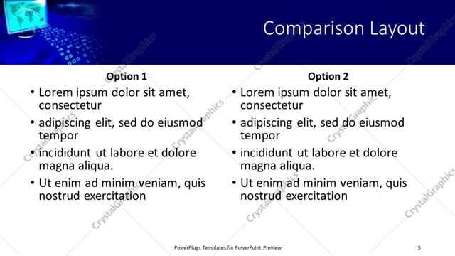 Comparison presentation slide layout