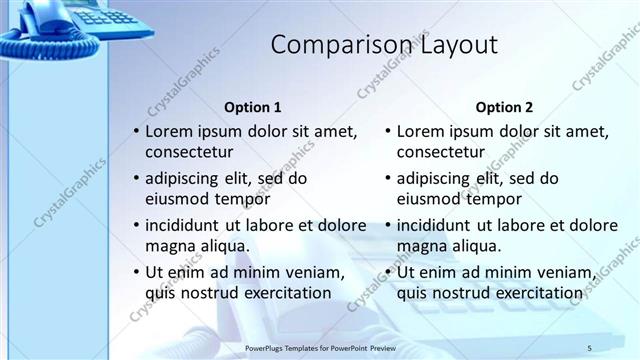 Comparison presentation slide layout