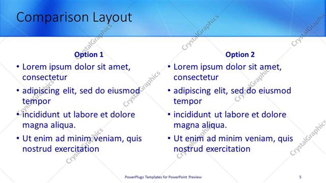 Comparison presentation slide layout