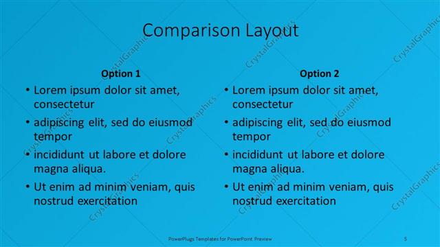 Comparison presentation slide layout