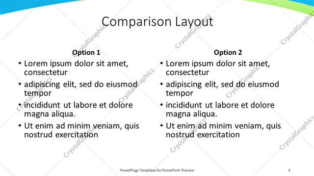 Comparison presentation slide layout