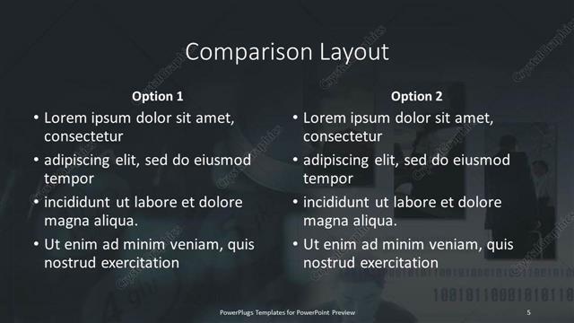 Comparison presentation slide layout