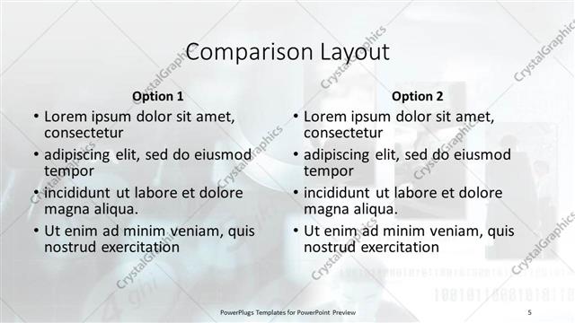 Comparison presentation slide layout