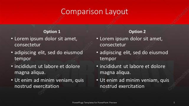Comparison presentation slide layout