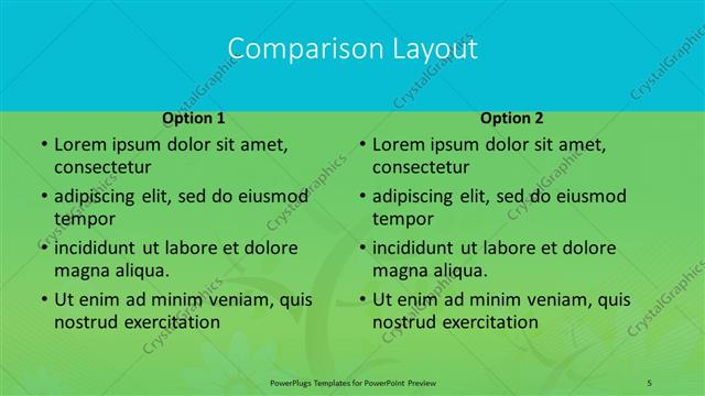 Comparison presentation slide layout
