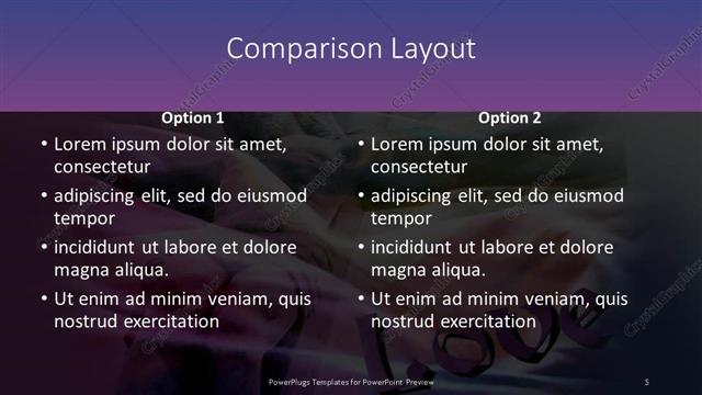 Comparison presentation slide layout