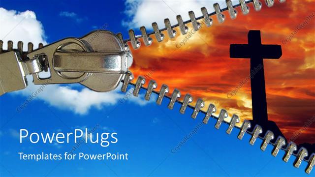  Presentation with holy - A depiction of clouds and the holy cross along with a zip