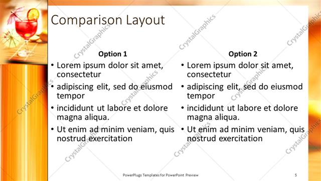 Comparison presentation slide layout