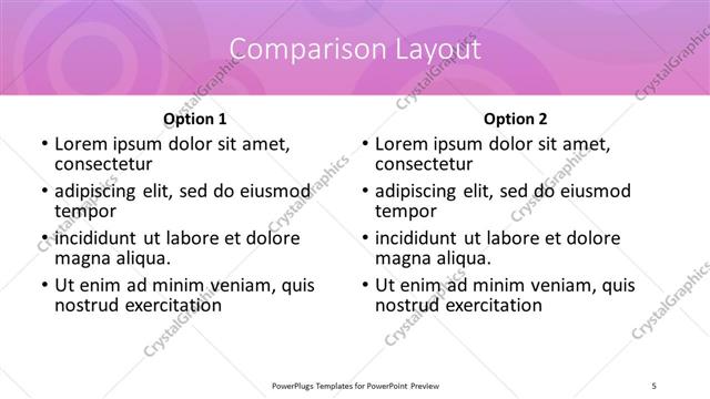Comparison presentation slide layout
