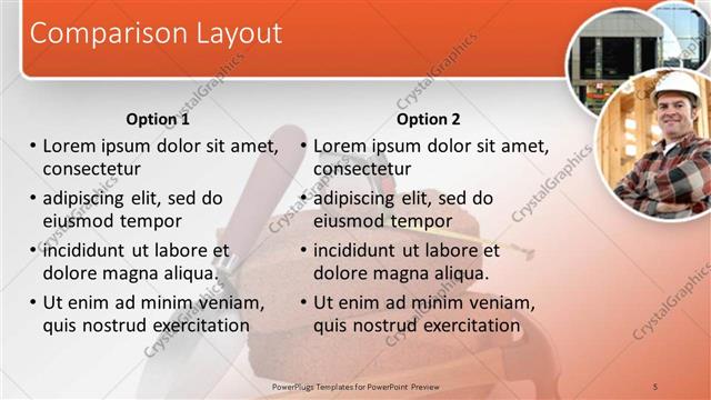 Comparison presentation slide layout