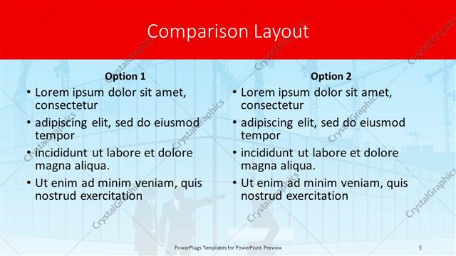 Comparison presentation slide layout
