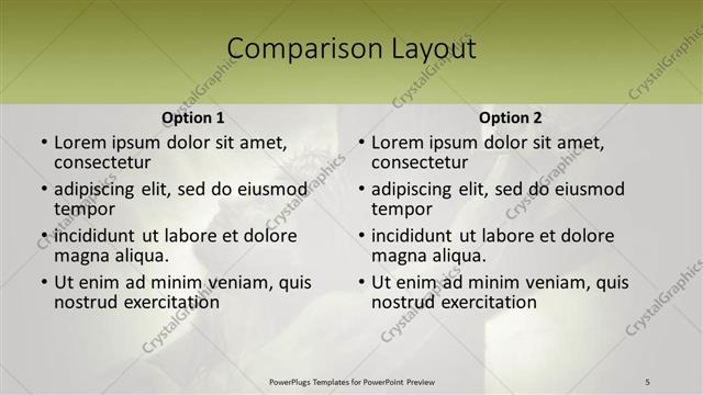 Comparison presentation slide layout