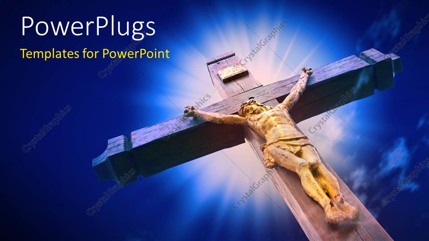 Featuring Depiction of Crucifixion with Jesus on Wooden Cross 