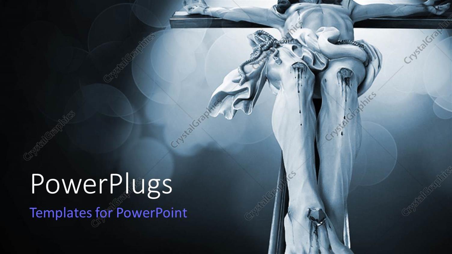 Featuring Depiction of Crucifixion with light Glow on Cross in Black Background 