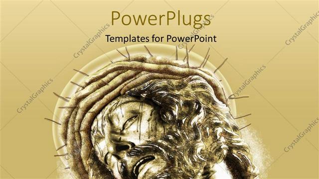  Presentation with crucifixion - Depiction of crucifixion with statue of Jesus and crown of thorns