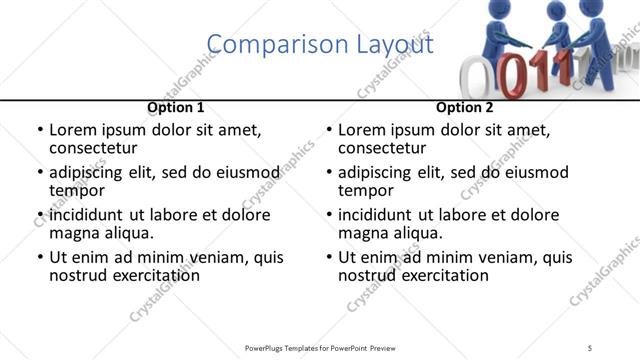 Comparison presentation slide layout