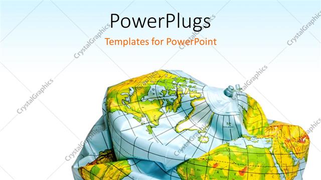  Presentation with earth planet globe - Depiction of deflated earth globe over light blue background