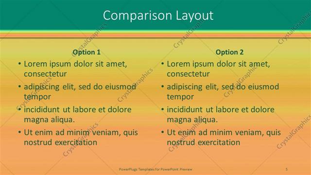 Comparison presentation slide layout