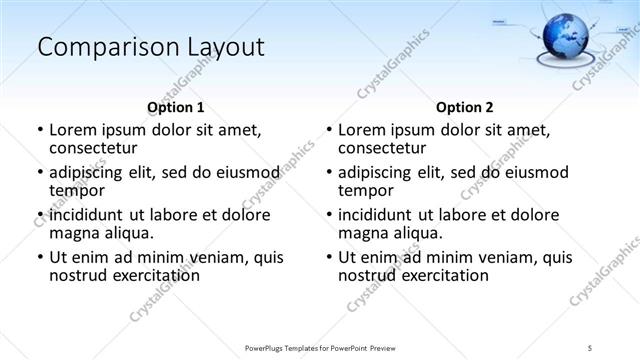 Comparison presentation slide layout