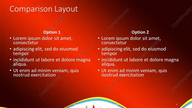 Comparison presentation slide layout