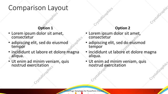 Comparison presentation slide layout