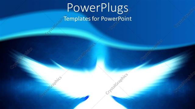  Presentation with flying - A depiction of a dove flying with a bluish background