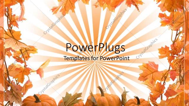  Presentation with season - Depiction of fall season with old leaves shedding and pumpkins