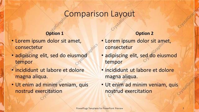Comparison presentation slide layout