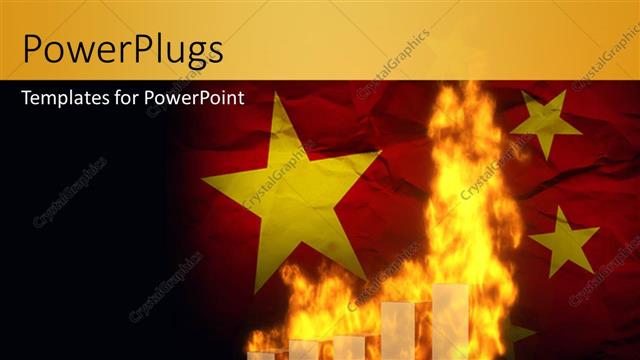  Presentation with world fire - Depiction of financial chart on fire over country flag