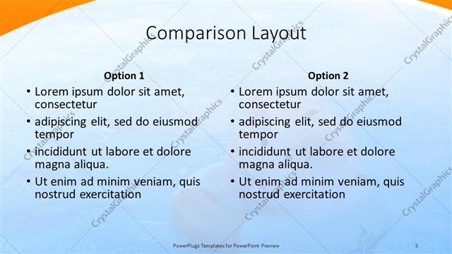 Comparison presentation slide layout