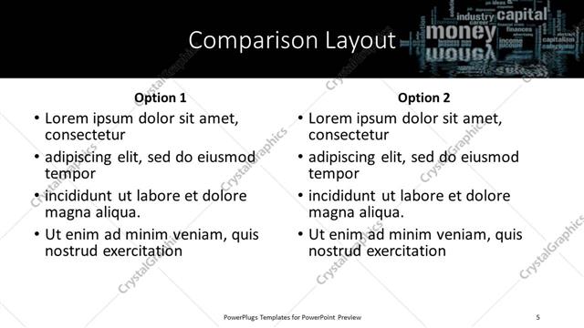 Comparison presentation slide layout