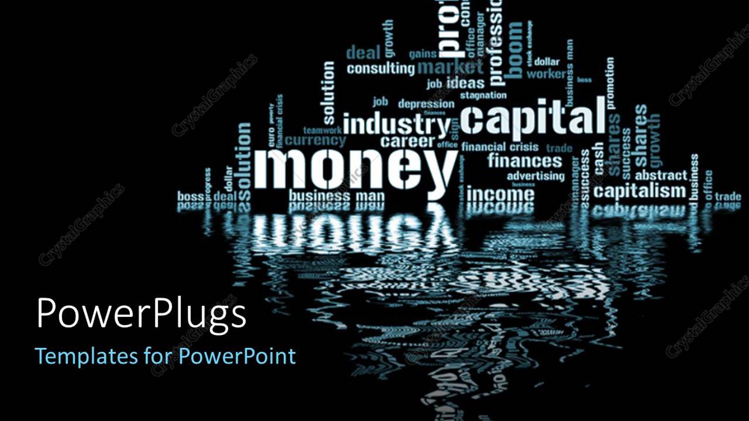 Featuring Depiction of Financial and Industrial Terms on Black Background 