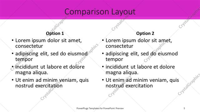 Comparison presentation slide layout