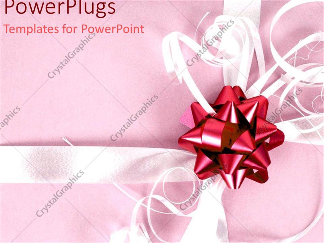 PowerPoint Template a depiction a gift wrapped with pinkish background