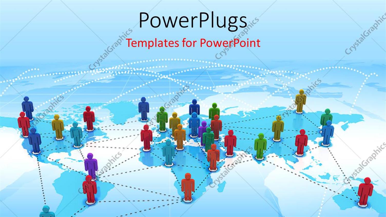 Featuring Depiction of Global Connection with Colored People Connected on World Map
