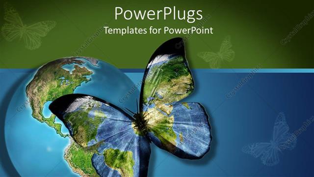  Presentation with butterfly - The depiction of the globe on butterfly's wings along with globe in the background