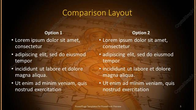 Comparison presentation slide layout