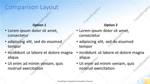 Comparison presentation slide layout