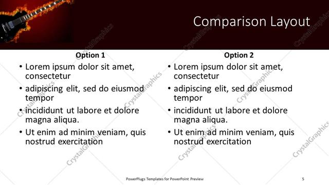 Comparison presentation slide layout