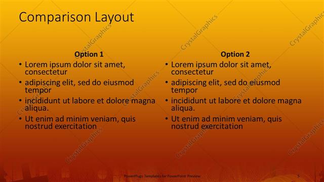 Comparison presentation slide layout