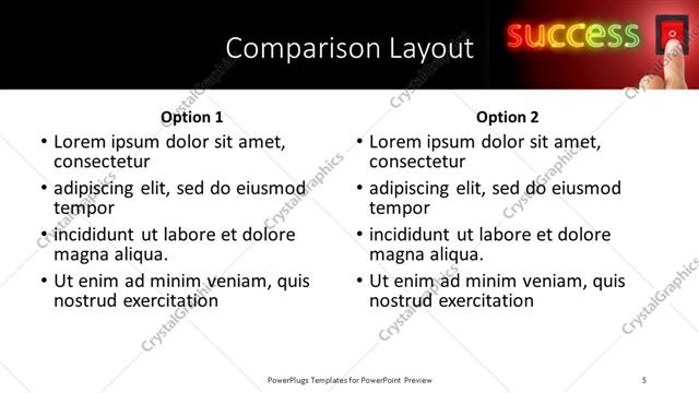 Comparison presentation slide layout
