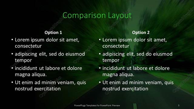 Comparison presentation slide layout