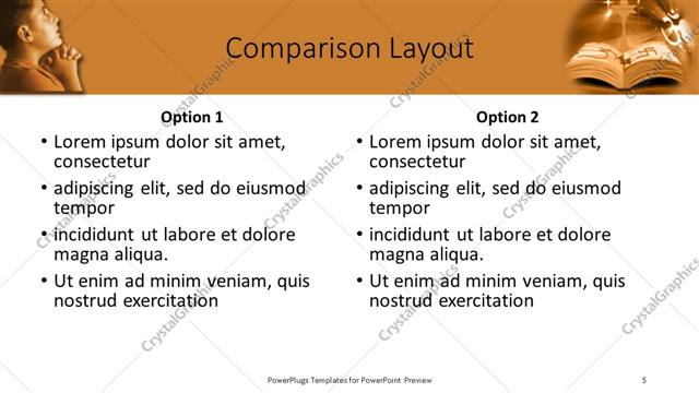 Comparison presentation slide layout