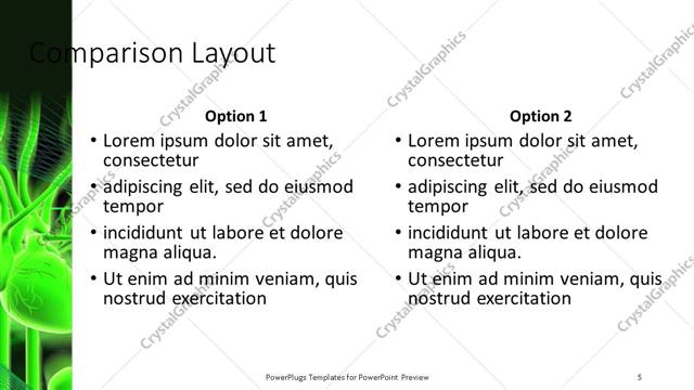Comparison presentation slide layout