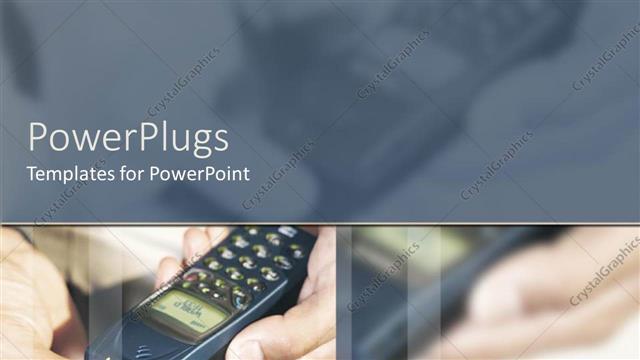  Presentation with black business - Depiction of a human hand holding a black phone