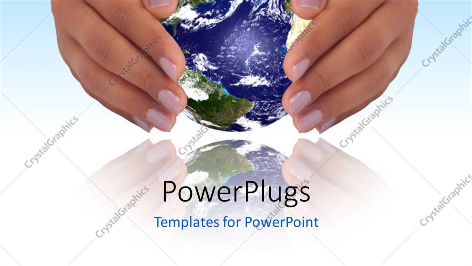 Featuring Depiction of Human Hands Protecting Blue Earth Globe 