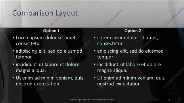 Comparison presentation slide layout